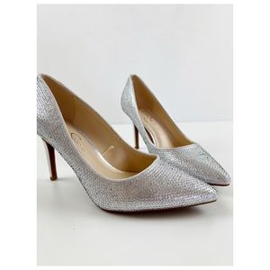 Jessica Simpson Evening Heels Sparkly Rhinestone Silver